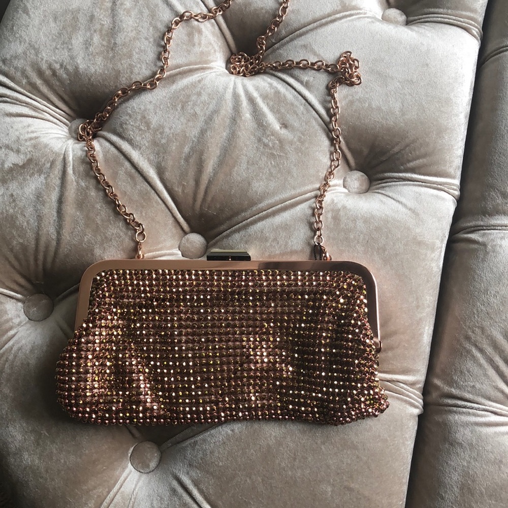 BCBGMaxAzria Rose Gold Sequined Evening Bag
